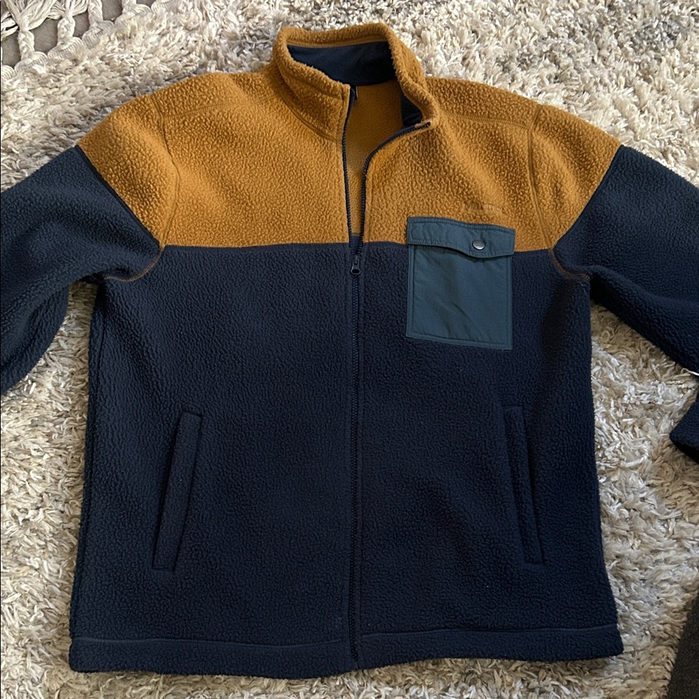 Marmot Men's Zip-Up Sweater in Tan and Black